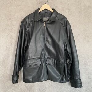 Vintage 90s Y2K Beyond California Mens Black Genuine Leather Jacket Size M Biker